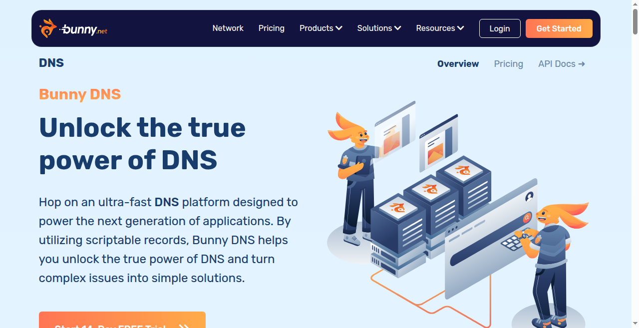 Bunny DNS homepage screenshot