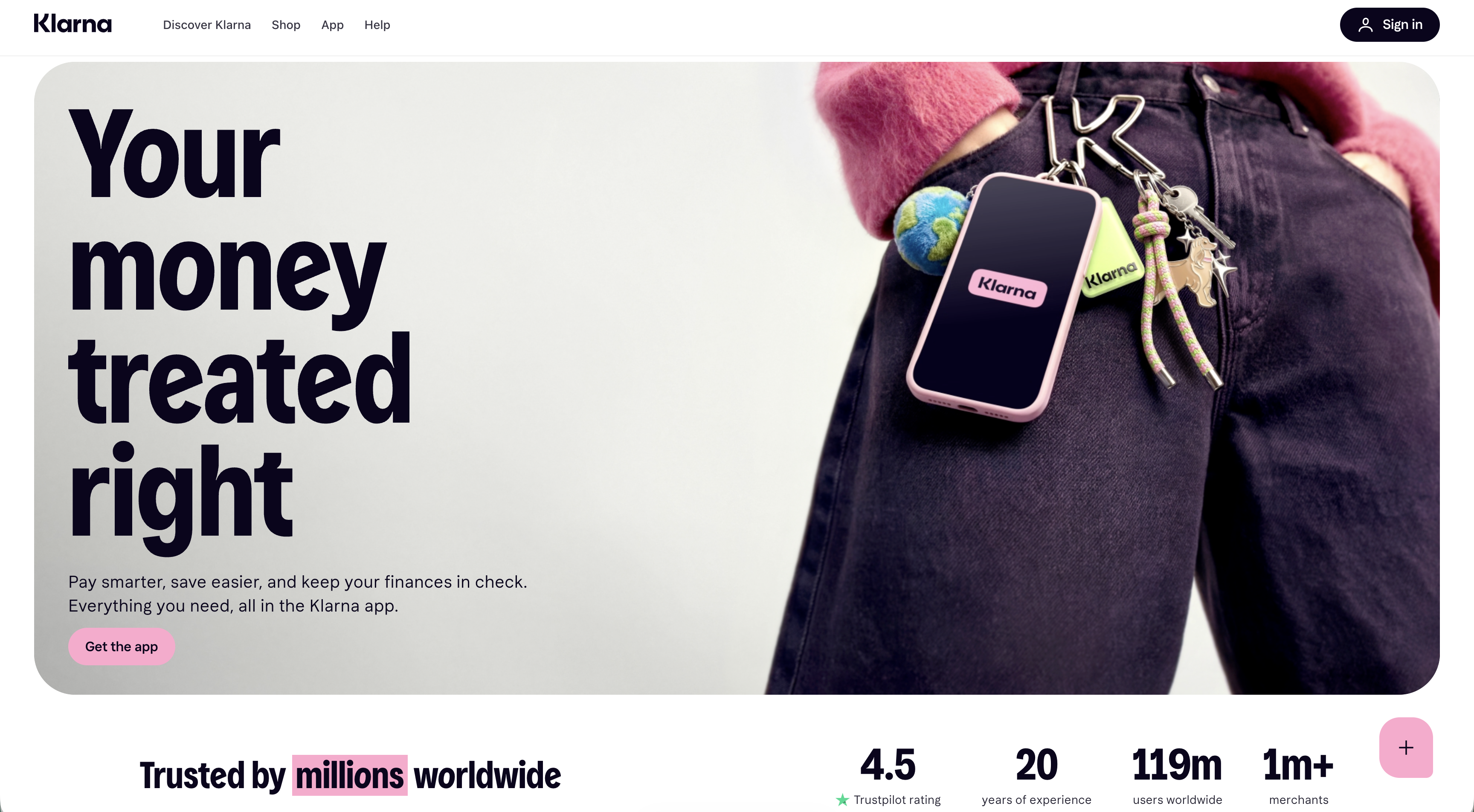 Klarna homepage screenshot