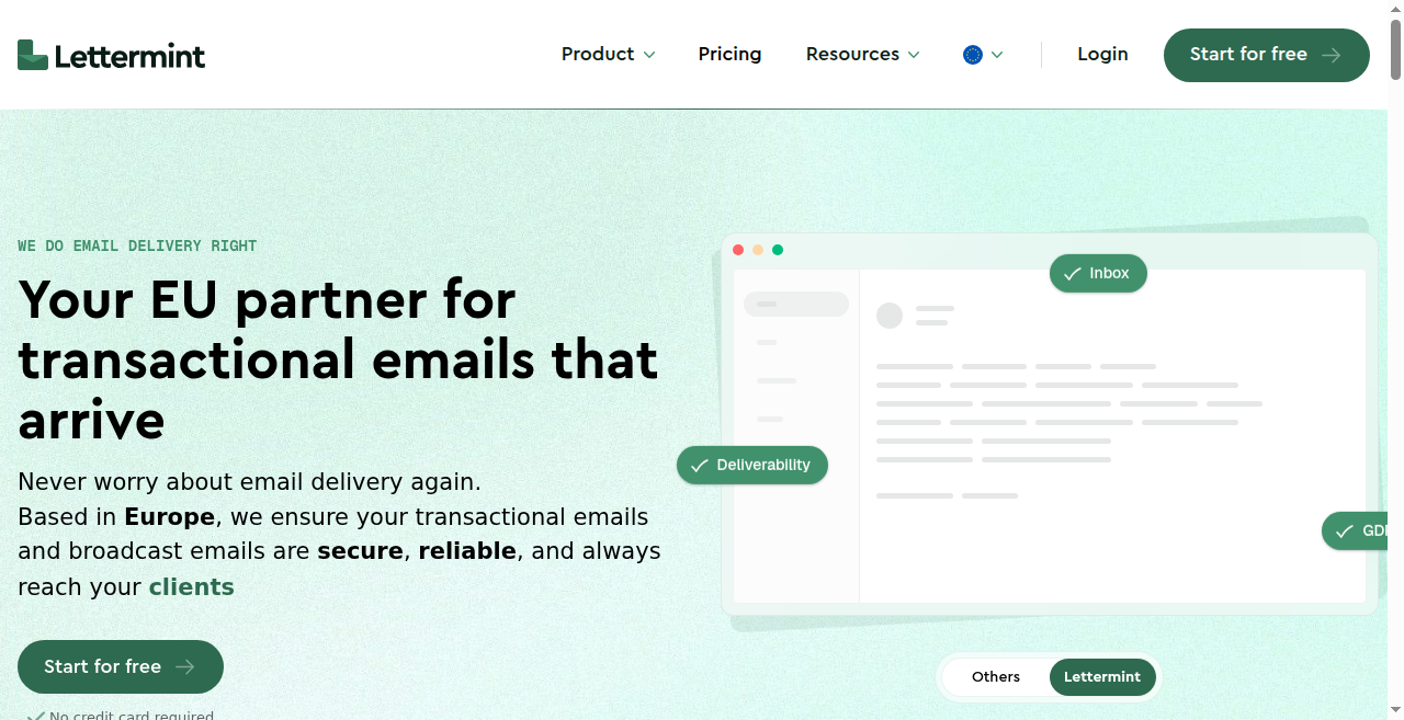 Lettermint homepage screenshot