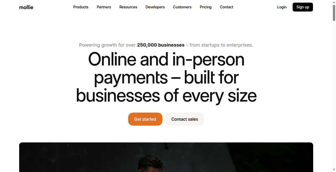Mollie homepage screenshot