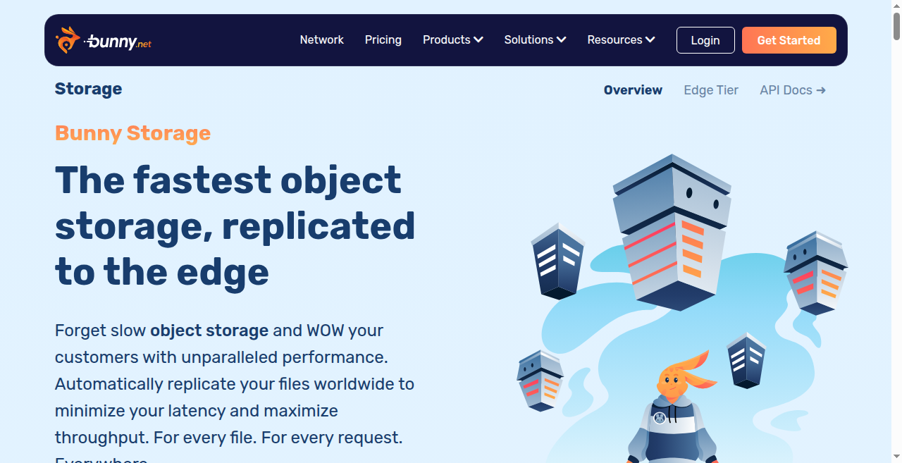 Bunny Storage homepage screenshot